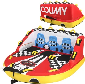 3 Person Towable Tubes for Boating,Pull Behind Tube Inflatable Towable Tube Inflatable Water Sports Towables for Boats Front&Back Tow Points w/Heavy-Duty Thick Nylon Cover for Summer