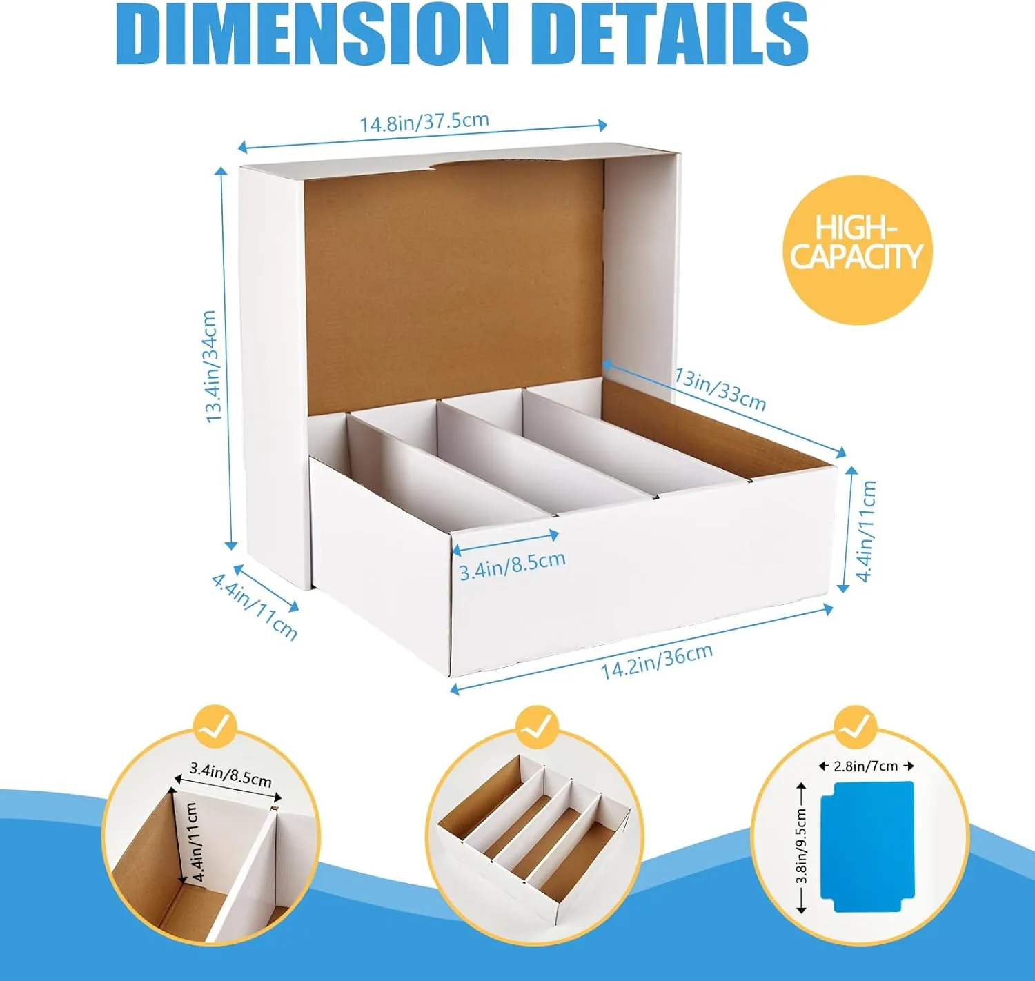 8 Pack Cardboard Card Storage Box 3120 Count Bulk Card Storage White Sports Card Boxes
