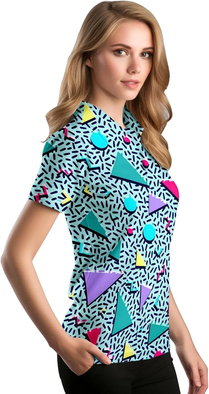 80s 90s Funny Golf Shirts for Women Quick Dry Golf Outfits Athletic Golf Top Printed Golf Tennis Shirts