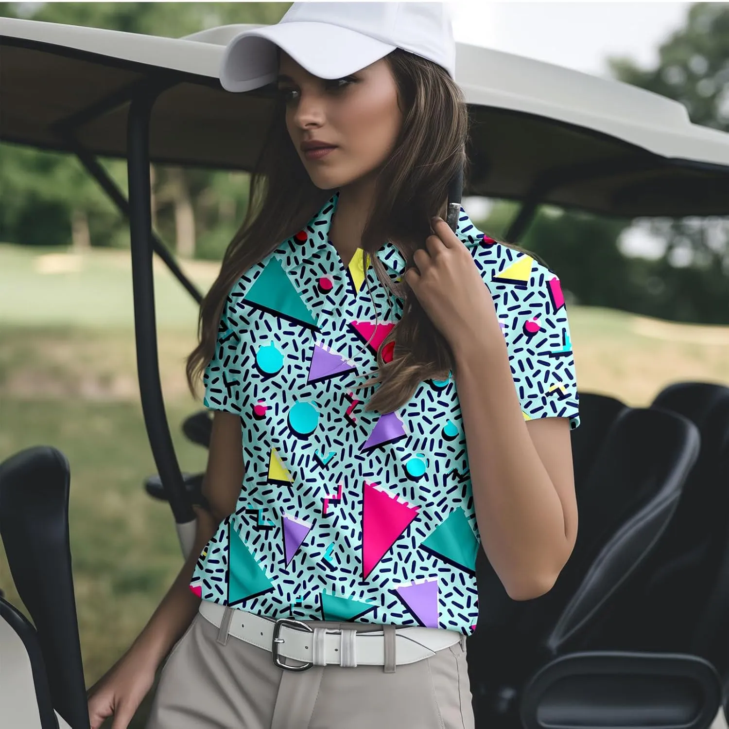 80s 90s Funny Golf Shirts for Women Quick Dry Golf Outfits Athletic Golf Top Printed Golf Tennis Shirts