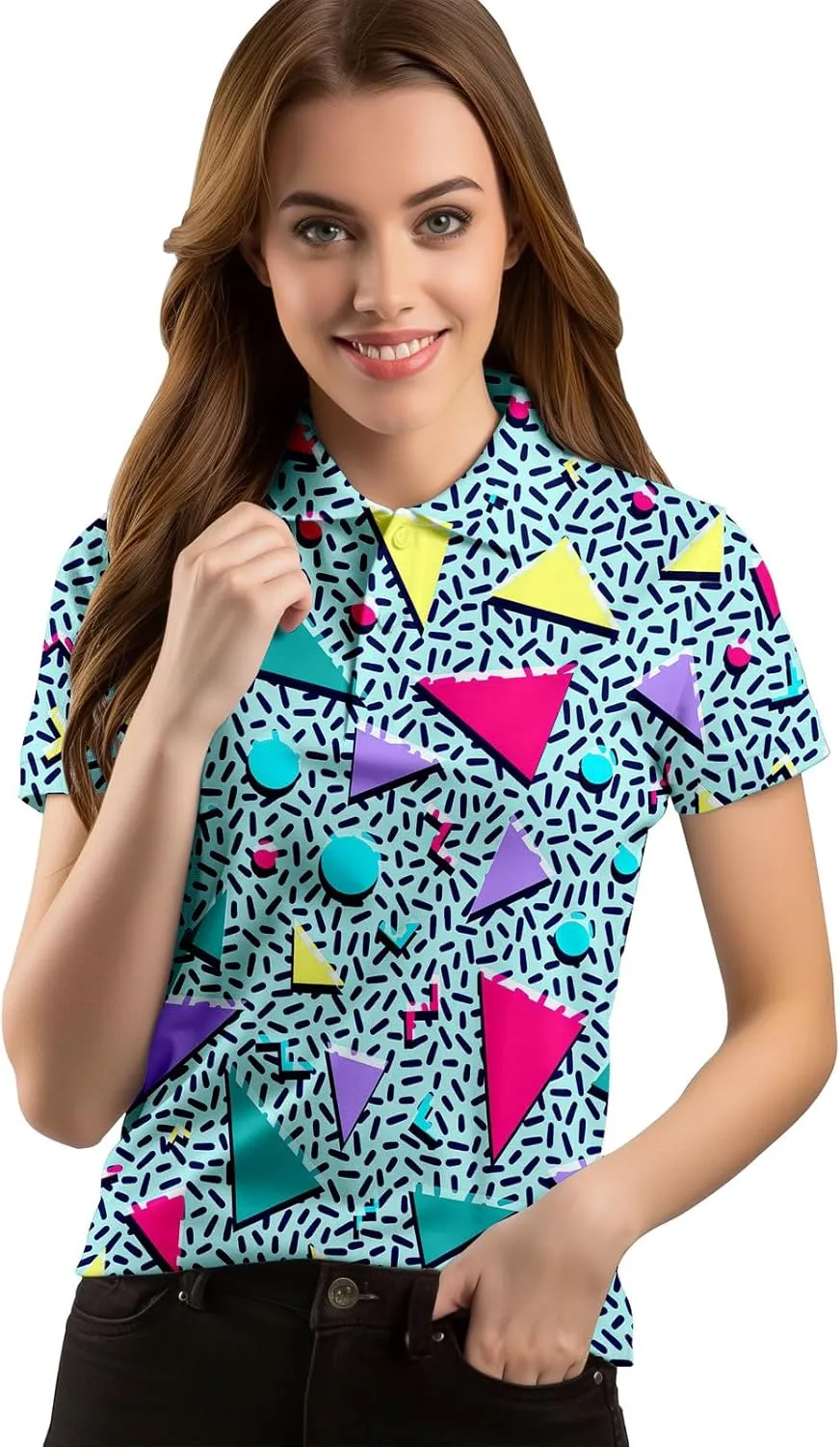 80s 90s Funny Golf Shirts for Women Quick Dry Golf Outfits Athletic Golf Top Printed Golf Tennis Shirts