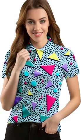 80s 90s Funny Golf Shirts for Women Quick Dry Golf Outfits Athletic Golf Top Printed Golf Tennis Shirts