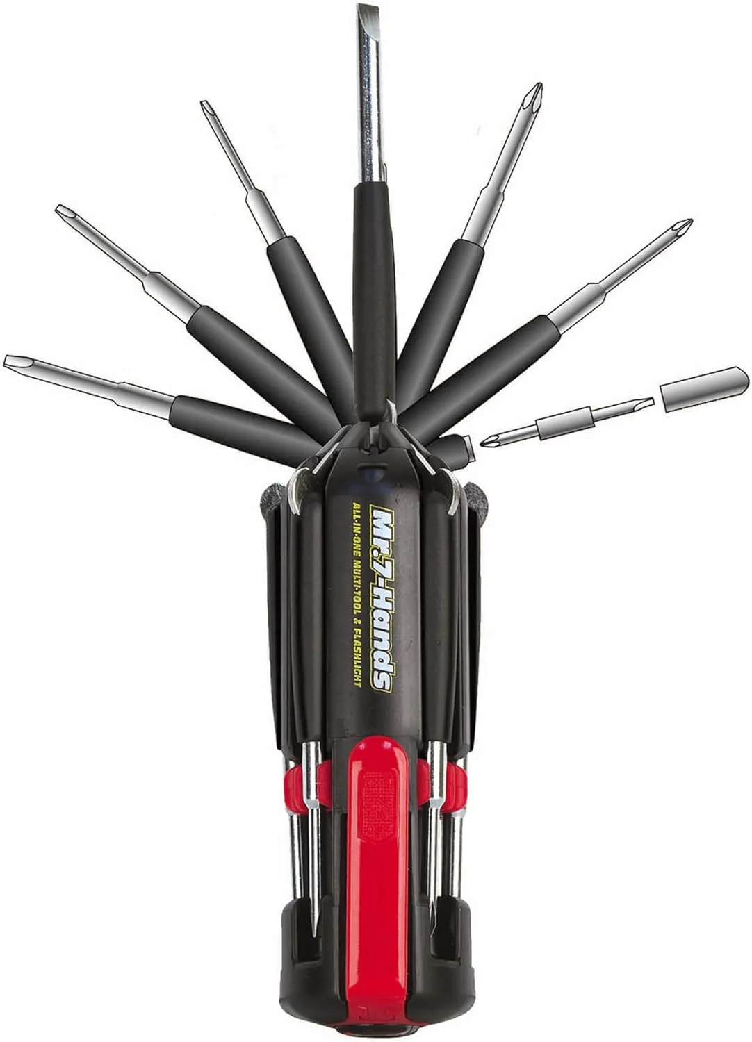 Apollo Tools Mr. 7-Hands, Patented, 8 in 1 Screwdrivers with Worklight - DT1019