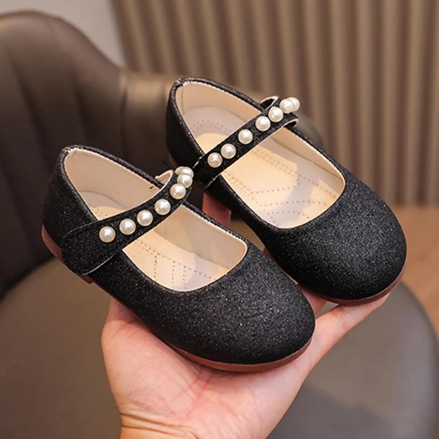 Baby Girl Shoes Non Slip Soft Sole PU Leather Dress Up Shoes Sparkly Princess Mary Jane Shoes Classic Formal Shoes