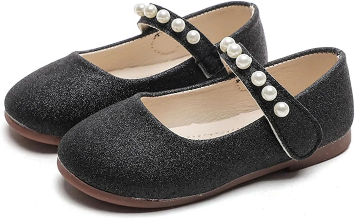 Baby Girl Shoes Non Slip Soft Sole PU Leather Dress Up Shoes Sparkly Princess Mary Jane Shoes Classic Formal Shoes