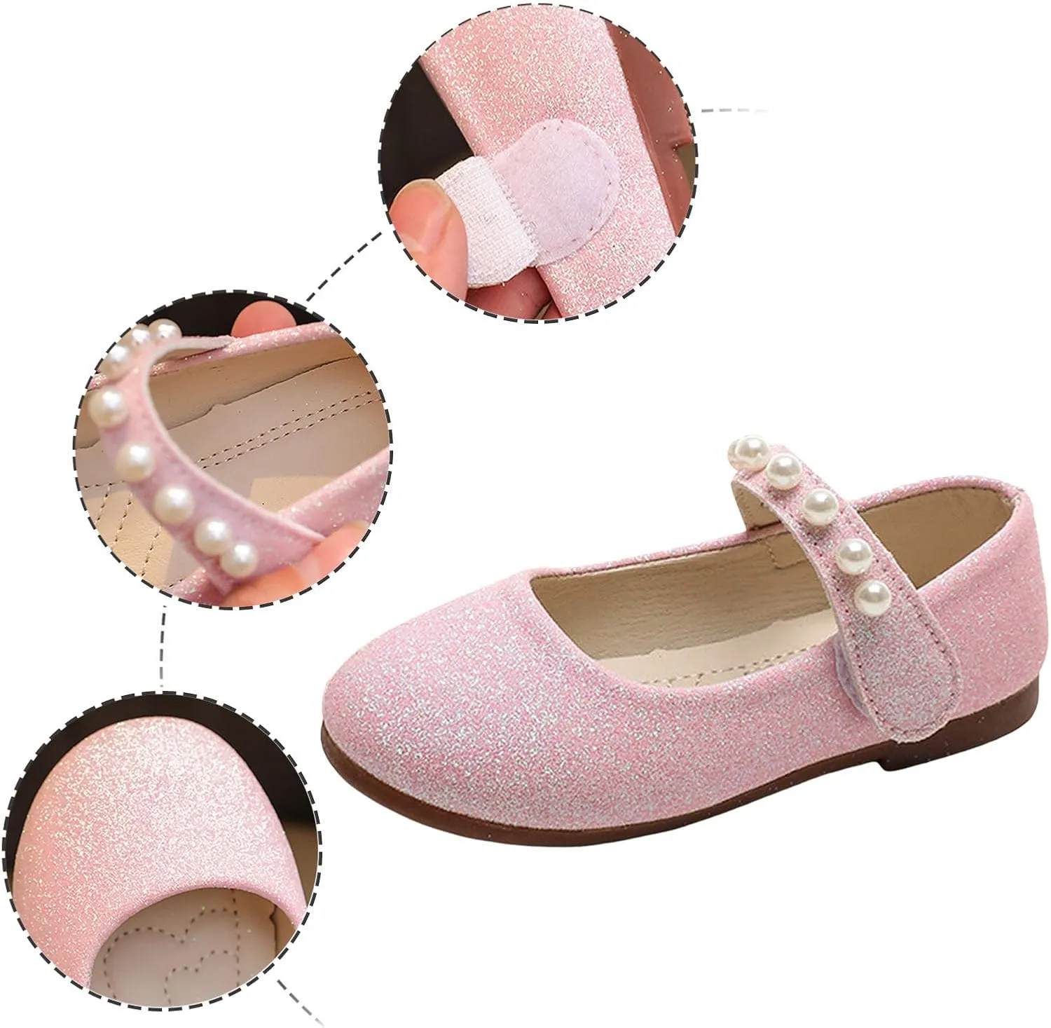 Baby Girl Shoes Non Slip Soft Sole PU Leather Dress Up Shoes Sparkly Princess Mary Jane Shoes Classic Formal Shoes