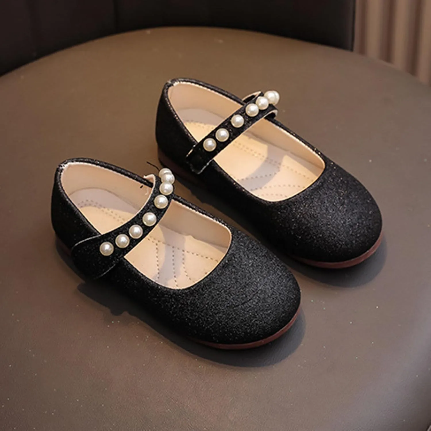 Baby Girl Shoes Non Slip Soft Sole PU Leather Dress Up Shoes Sparkly Princess Mary Jane Shoes Classic Formal Shoes