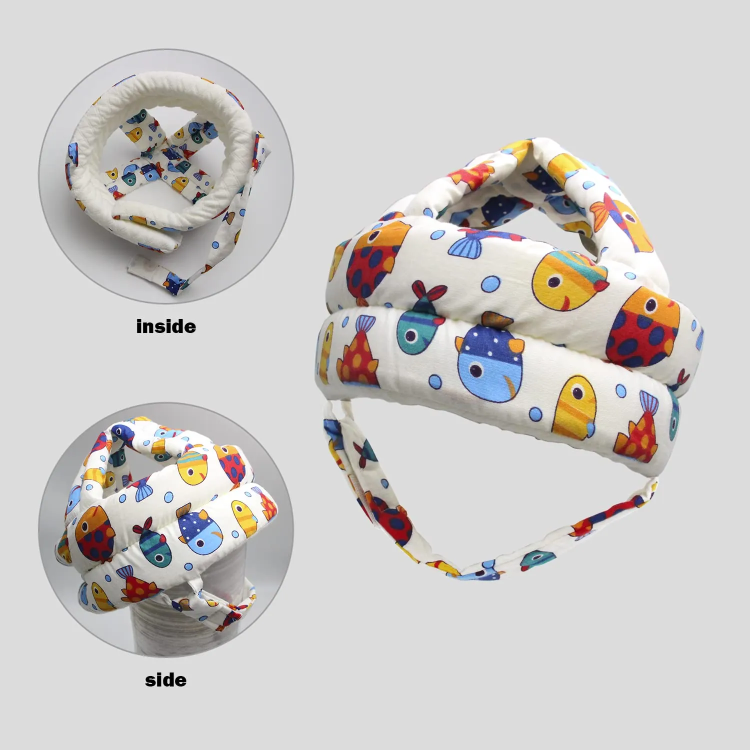 Baby Head Protector Baby Helmet for Crawling Walking, No Bumps Safety Head Adjustable Protective Cap for Walking, Playing (Fish)