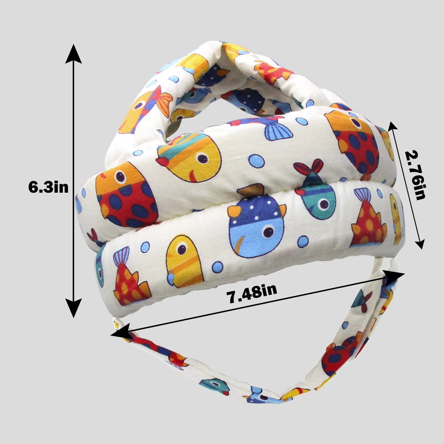 Baby Head Protector Baby Helmet for Crawling Walking, No Bumps Safety Head Adjustable Protective Cap for Walking, Playing (Fish)