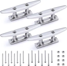 Boat Cleat Open Base Boat Cleat 4/5/6/8 inch, Dock Cleat All 316 Stainless Steel Boat Mooring Accessories, Include Installation Accessories Screws
