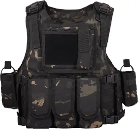 BOMTURN Tactical Airsoft Vest Upgrade Adjustable Modular Paintball Vest Outdoor Fit Adult