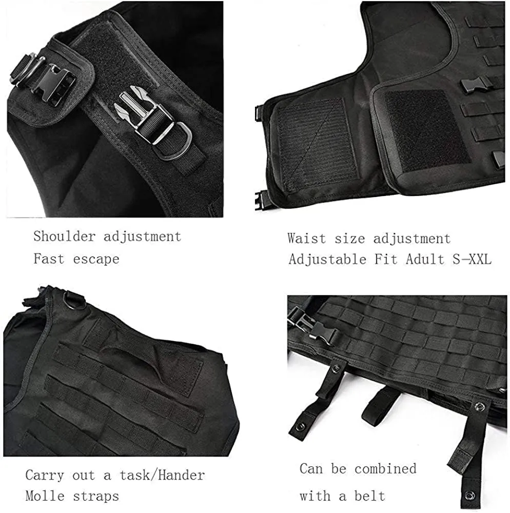 BOMTURN Tactical Airsoft Vest Upgrade Adjustable Modular Paintball Vest Outdoor Fit Adult