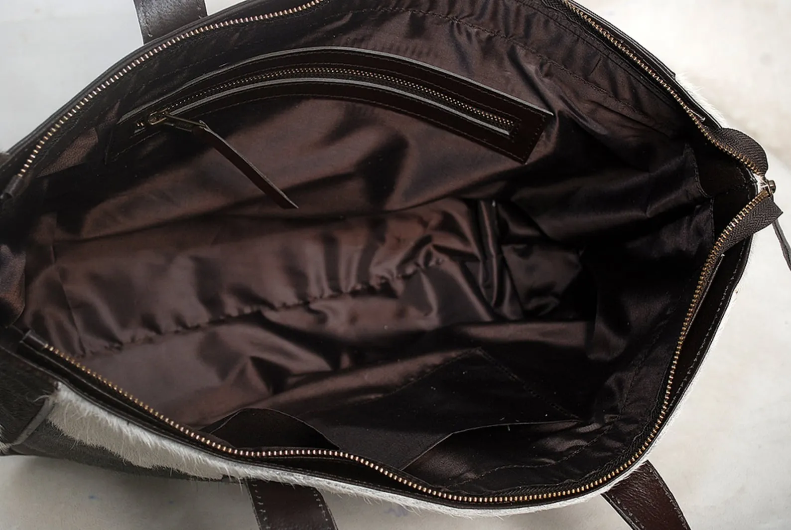 Brown White Cowhide Travel Bag
