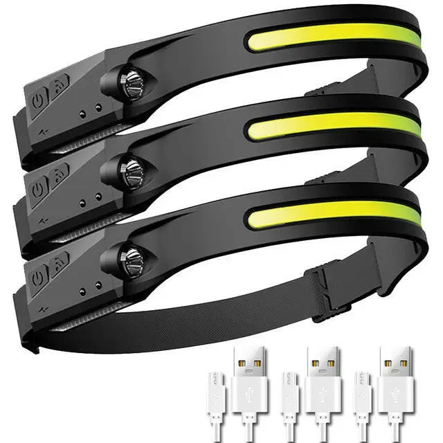 COB LED Sensor Headlamp USB Rechargeable Camping Search Light Built-in Battery Headlight Led Head Torch for Fishing Camping