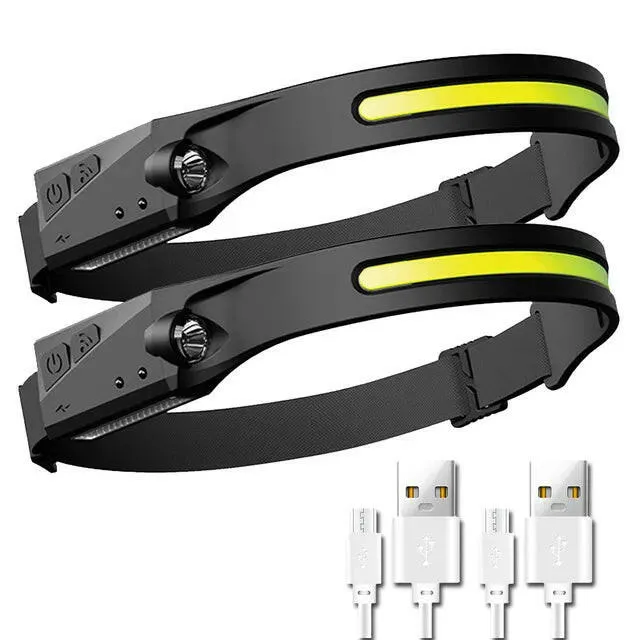 COB LED Sensor Headlamp USB Rechargeable Camping Search Light Built-in Battery Headlight Led Head Torch for Fishing Camping