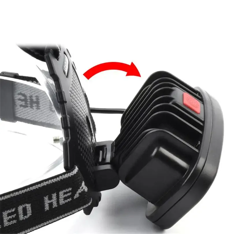 COB LED Wide Headlamp Wide Range Lighting USB Rechargeable LED Wide Angle Headlight with Battery Level Display 2*18650 Batteries
