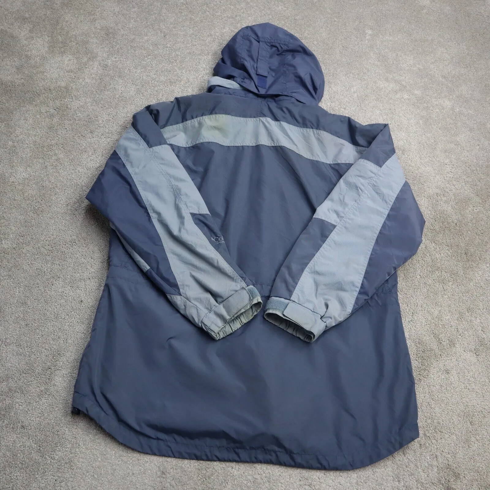 Columbia Womens Windbreaker Hooded Jacket Full Zip Core Interchange Slate Blue L