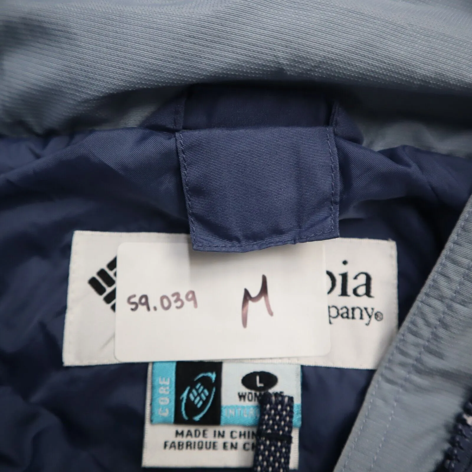Columbia Womens Windbreaker Hooded Jacket Full Zip Core Interchange Slate Blue L