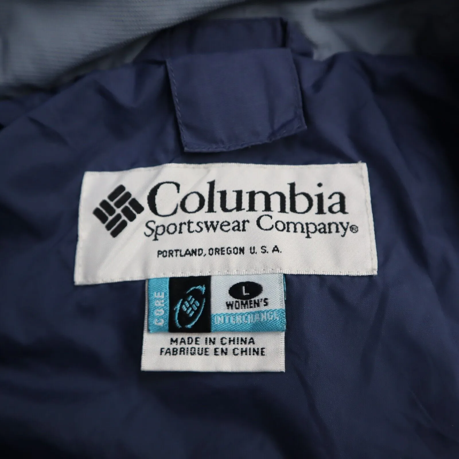 Columbia Womens Windbreaker Hooded Jacket Full Zip Core Interchange Slate Blue L