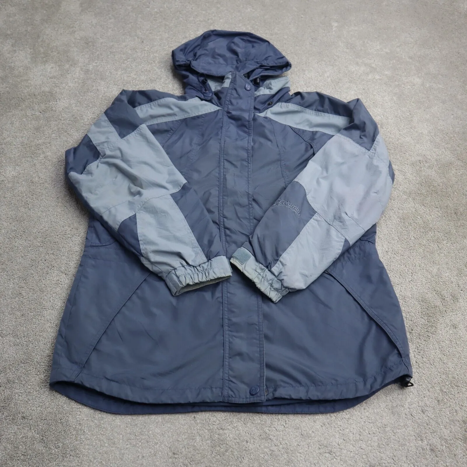 Columbia Womens Windbreaker Hooded Jacket Full Zip Core Interchange Slate Blue L