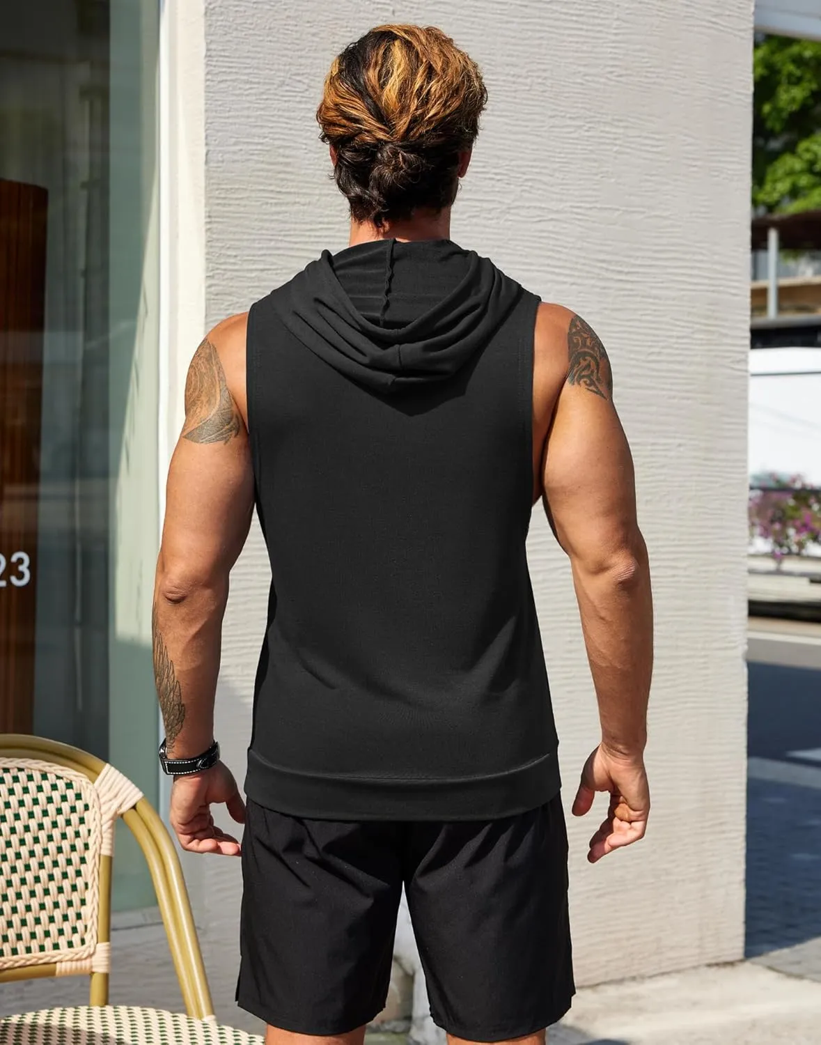 COOFANDY Sleeveless Hoodies for Men Workout Hooded Tank Tops Muscle Cut Off Shirts Bodybuilding Gym Shirt
