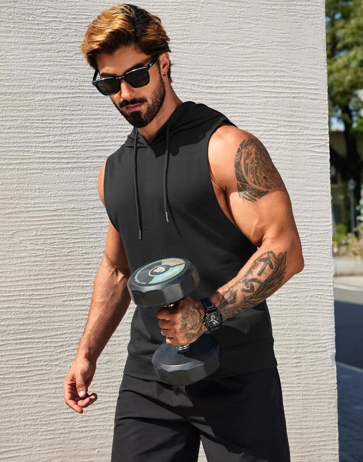 COOFANDY Sleeveless Hoodies for Men Workout Hooded Tank Tops Muscle Cut Off Shirts Bodybuilding Gym Shirt