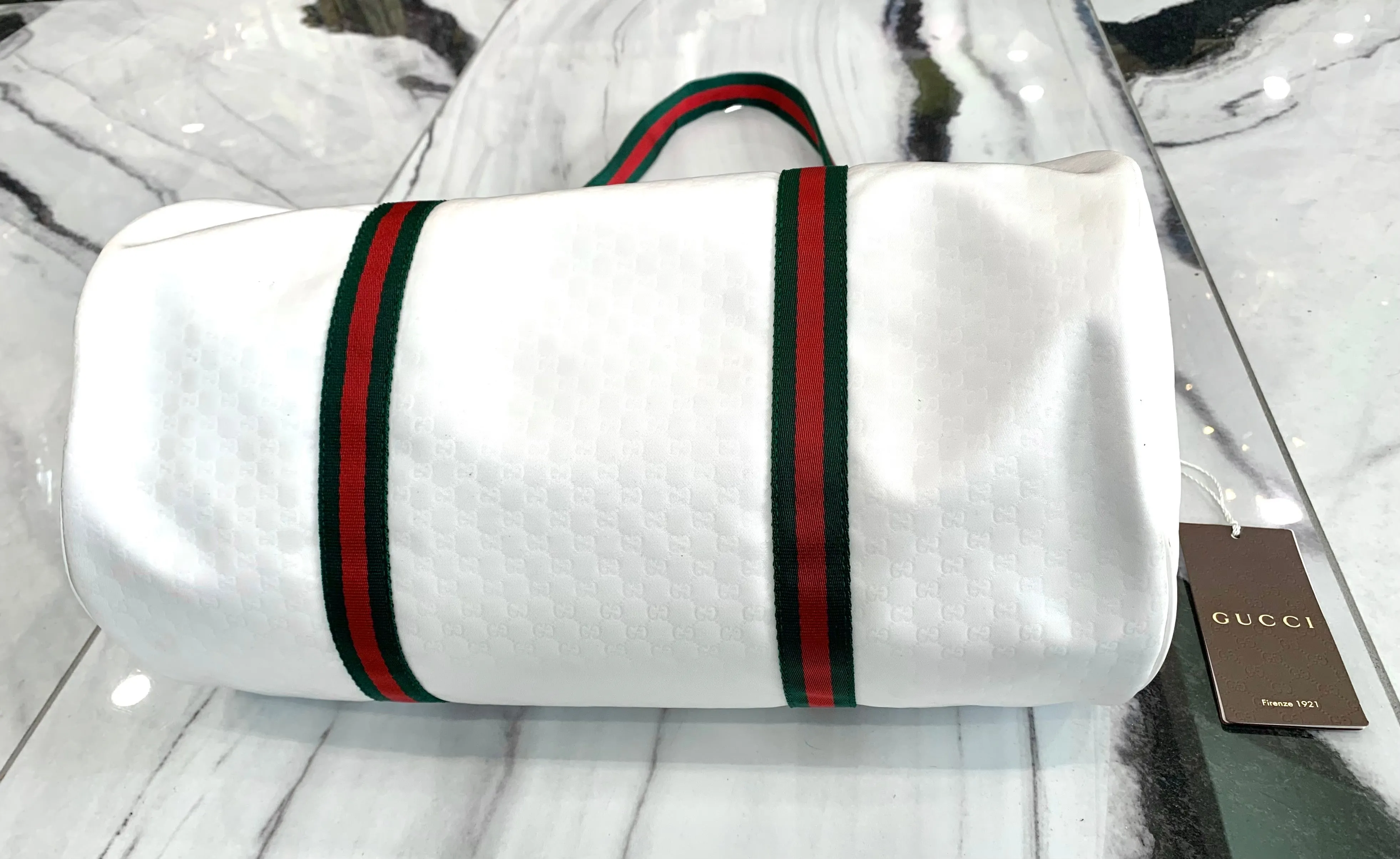 GUCCI MICRO GG WEB NYLON DUFFEL BAG