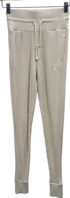 Gym King Cream Ribbed Joggers UK 6