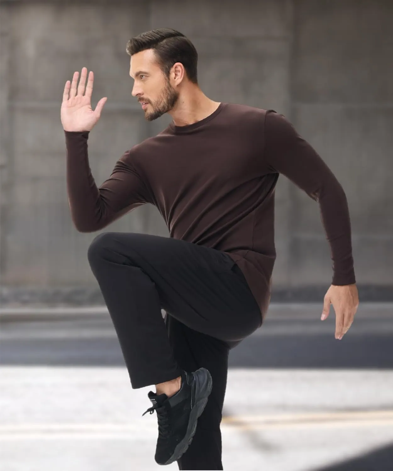HUGE SPORTS Thermal Underwear for Men Long Sleeve Thermal Shirts Fleece Lined Crew Neck Base Layer Thermal Underwear Top