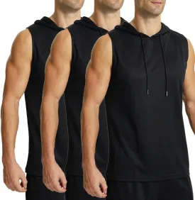 LANBAOSI Mens Workout Tank Tops Sleeveless Hoodie Hooded Vest Men Bodybuilding Muscle Tank Cut Off Shirts Gym Hoodies