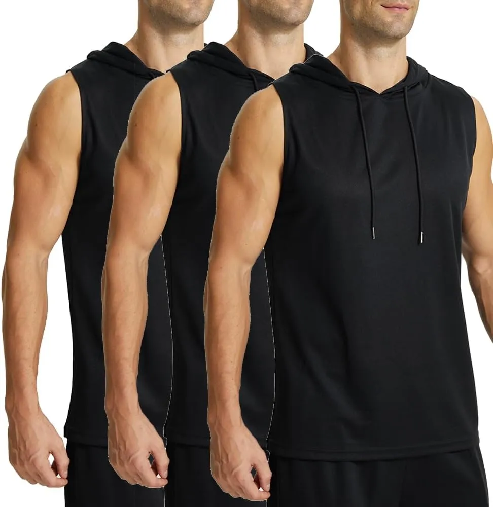 LANBAOSI Mens Workout Tank Tops Sleeveless Hoodie Hooded Vest Men Bodybuilding Muscle Tank Cut Off Shirts Gym Hoodies
