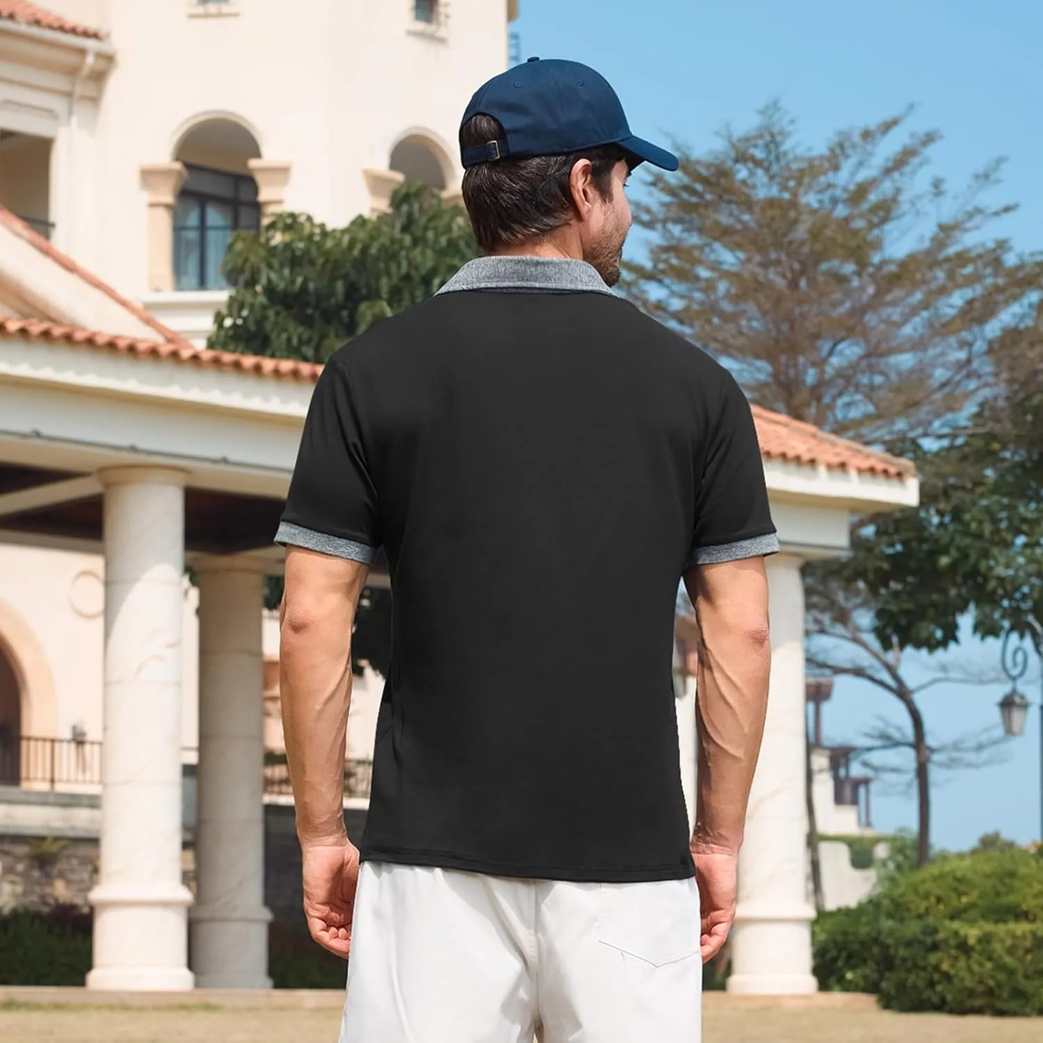 Lexiart Mens Polo Shirts Casual Short Sleeve with Pocket Golf Shirts Moisture Wicking Athletic Collared T-Shirt