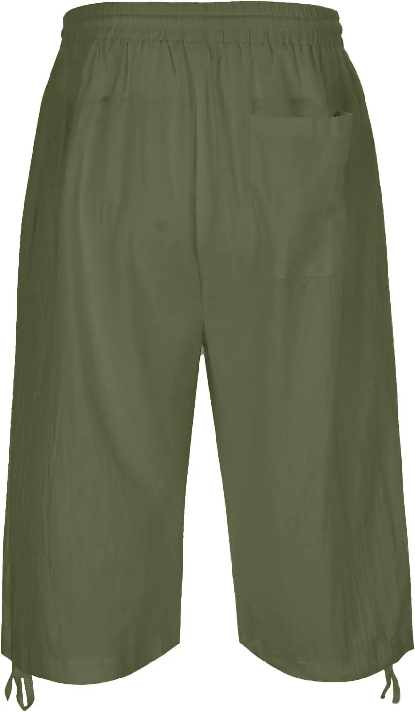 Men's Fashion Cargo Shorts Below Knee Length 3/4 Capri Pants Drawstring Pockets Elastic Waist Gym Shorts