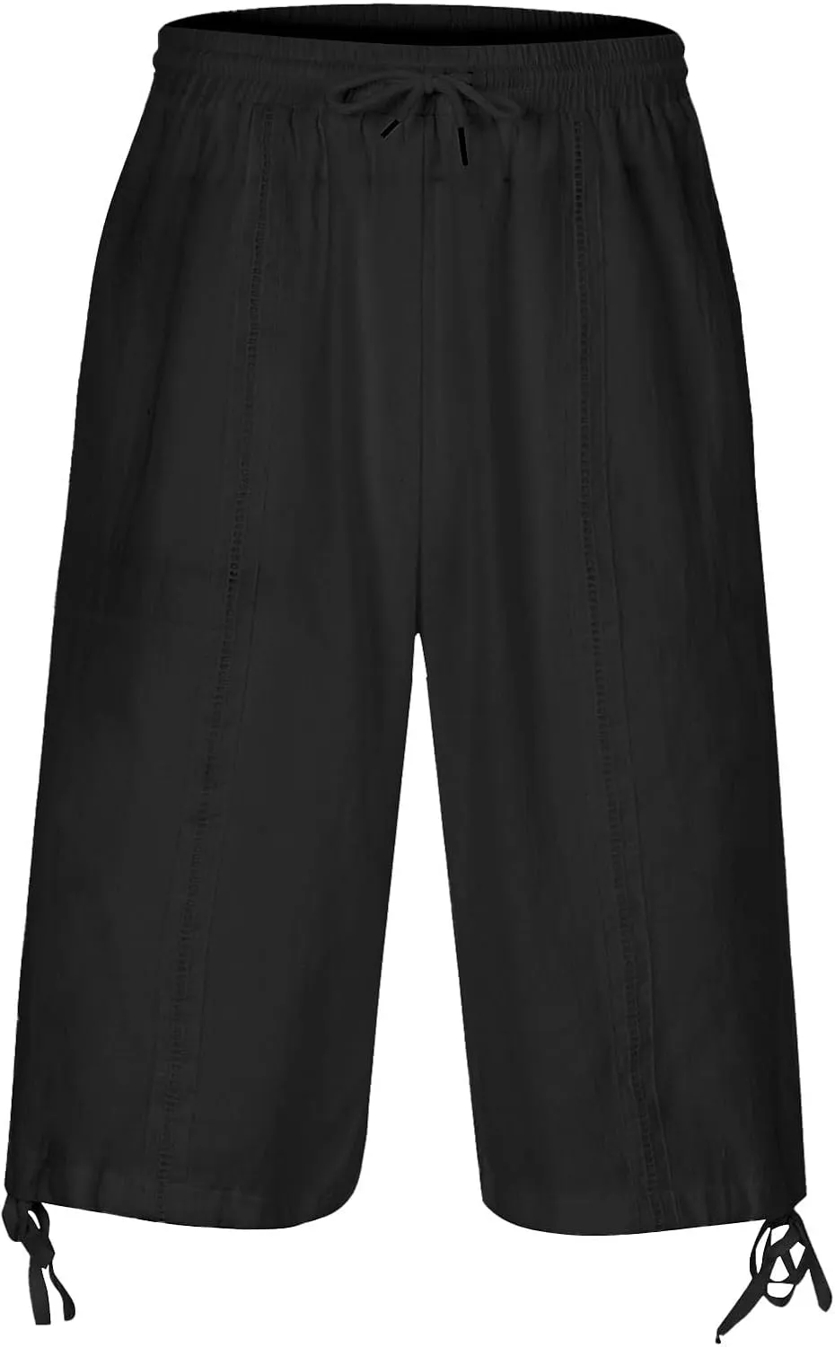Men's Fashion Cargo Shorts Below Knee Length 3/4 Capri Pants Drawstring Pockets Elastic Waist Gym Shorts