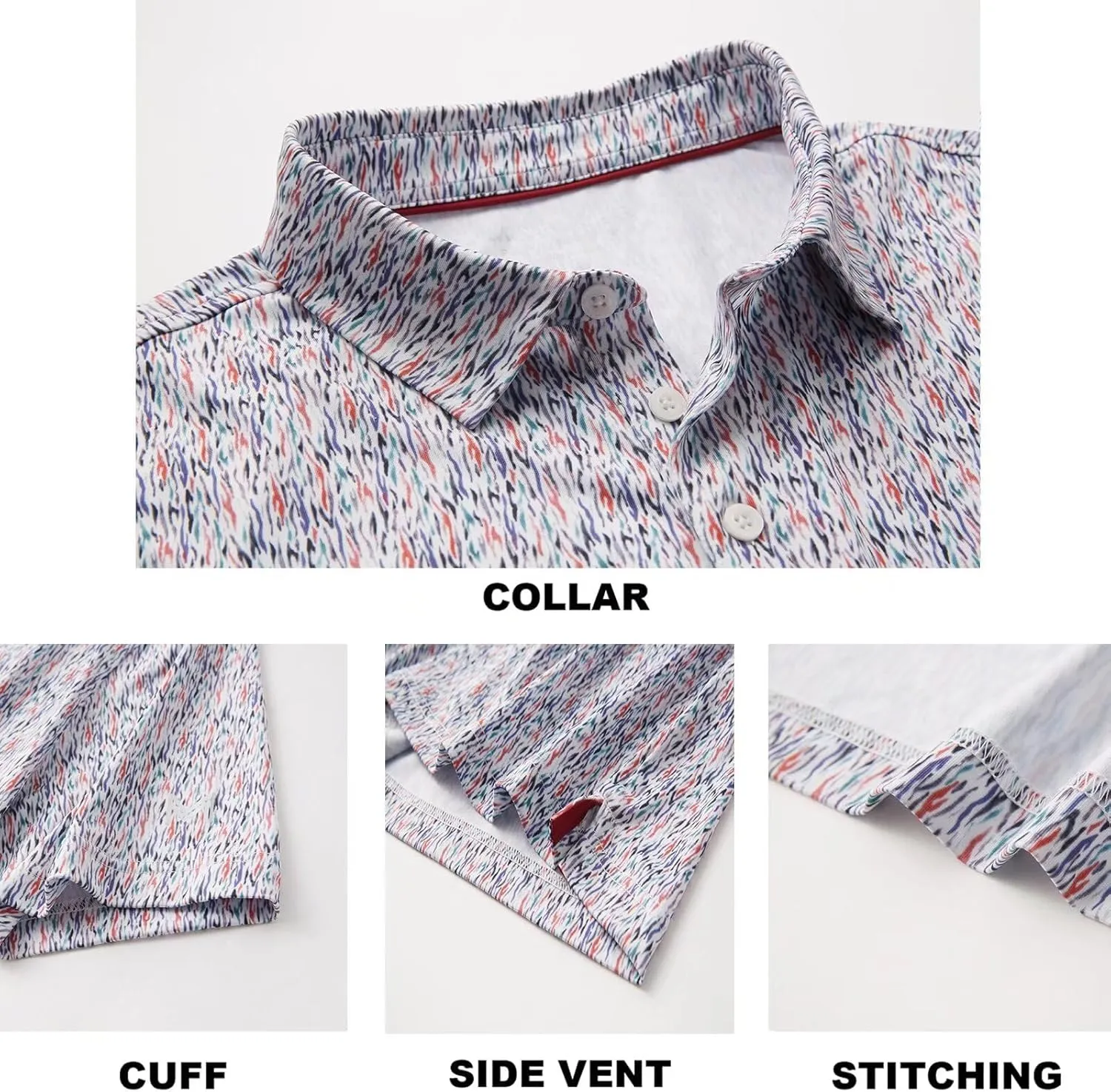 Mens Golf Shirts Short Sleeve Moisture Wicking Dry Fit Print Performance Athletic Casual Golf Polo Shirts for Men