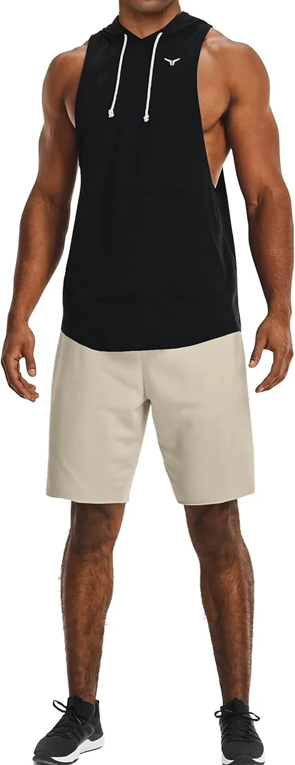 Men's Icon Cut Off Workout Hoodies Gym Muscle Tank Shirts Sleeveless Training Hoodies