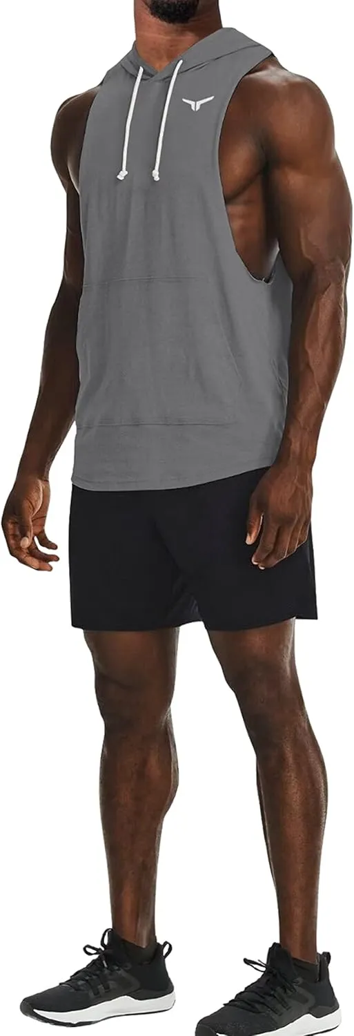 Men's Icon Cut Off Workout Hoodies Gym Muscle Tank Shirts Sleeveless Training Hoodies