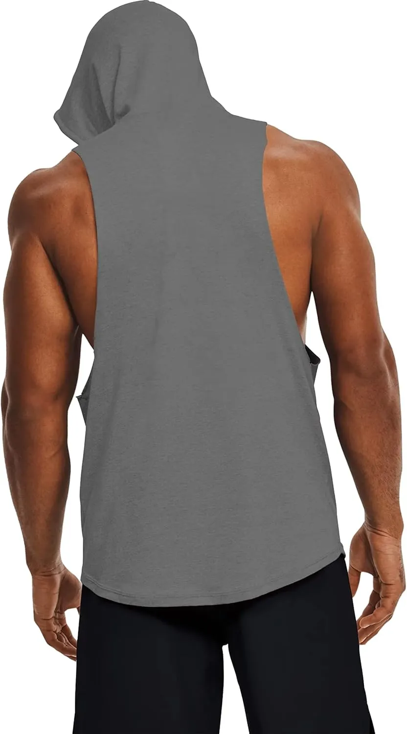 Men's Icon Cut Off Workout Hoodies Gym Muscle Tank Shirts Sleeveless Training Hoodies