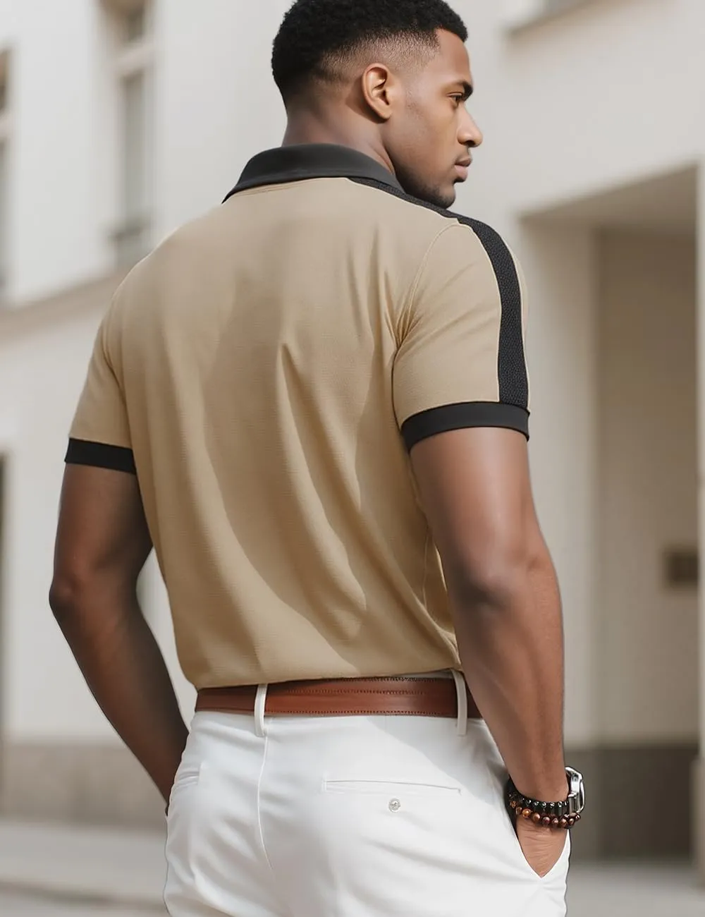 Mens Knit Polo Short Shirts Casual Top Summer Lightweight Workout Tee Shirts with Button