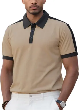 Mens Knit Polo Short Shirts Casual Top Summer Lightweight Workout Tee Shirts with Button