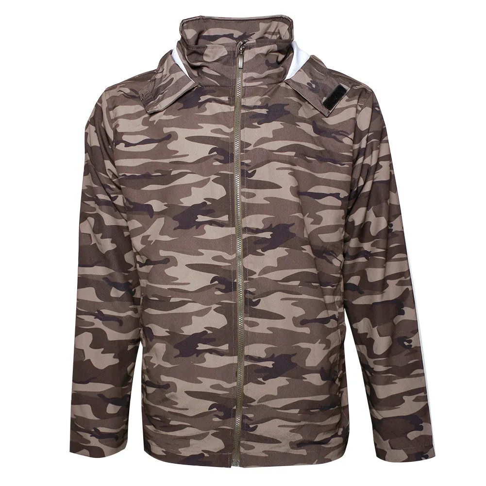 Men's Light Windbreaker Jacket Camo Raincoat Zip Up Polyester Lining Hoodie