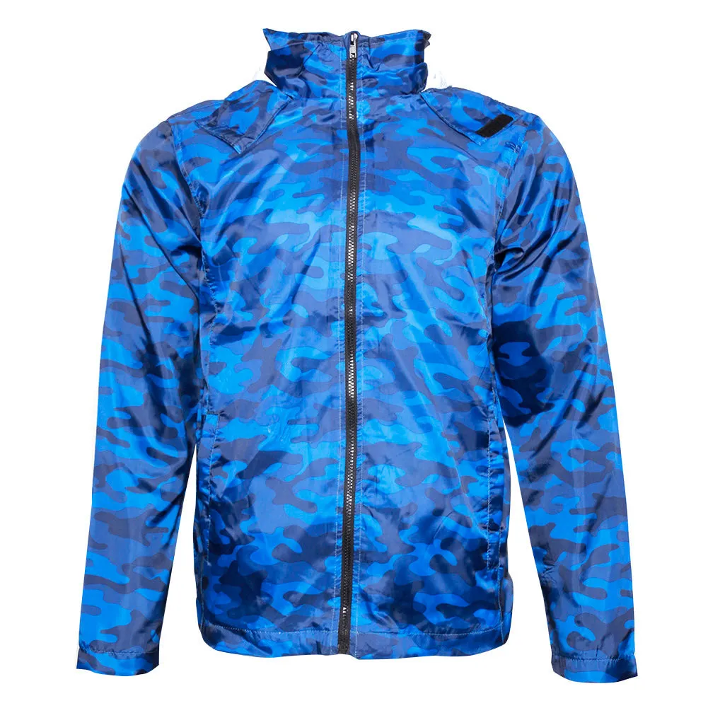 Men's Light Windbreaker Jacket Camo Raincoat Zip Up Polyester Lining Hoodie