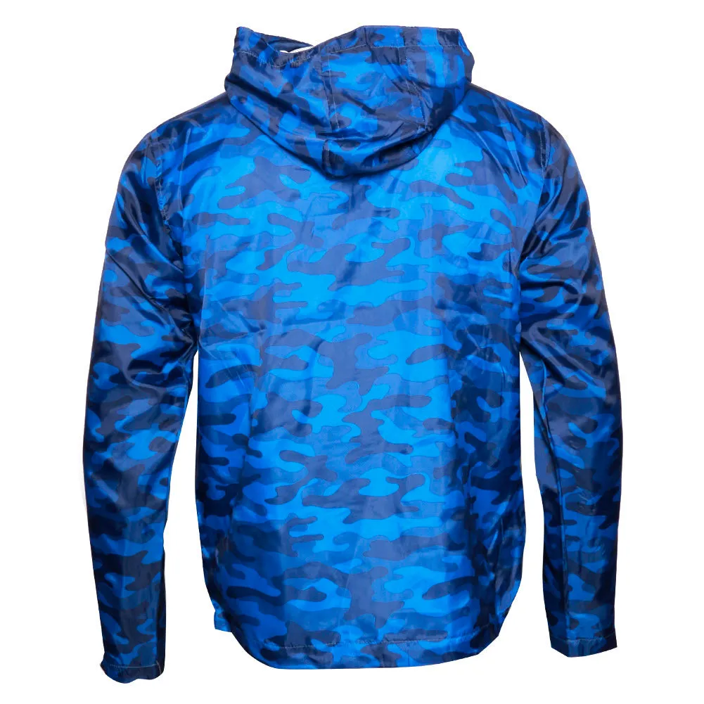 Men's Light Windbreaker Jacket Camo Raincoat Zip Up Polyester Lining Hoodie
