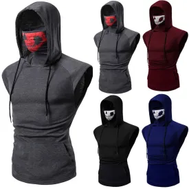 Men's tank top Skull Mask Button Sports Vest Hoodie