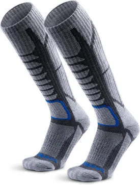 Merino Wool Ski Socks for Men & Women, Knee-High Winter Thermal Snowboarding Socks Packs