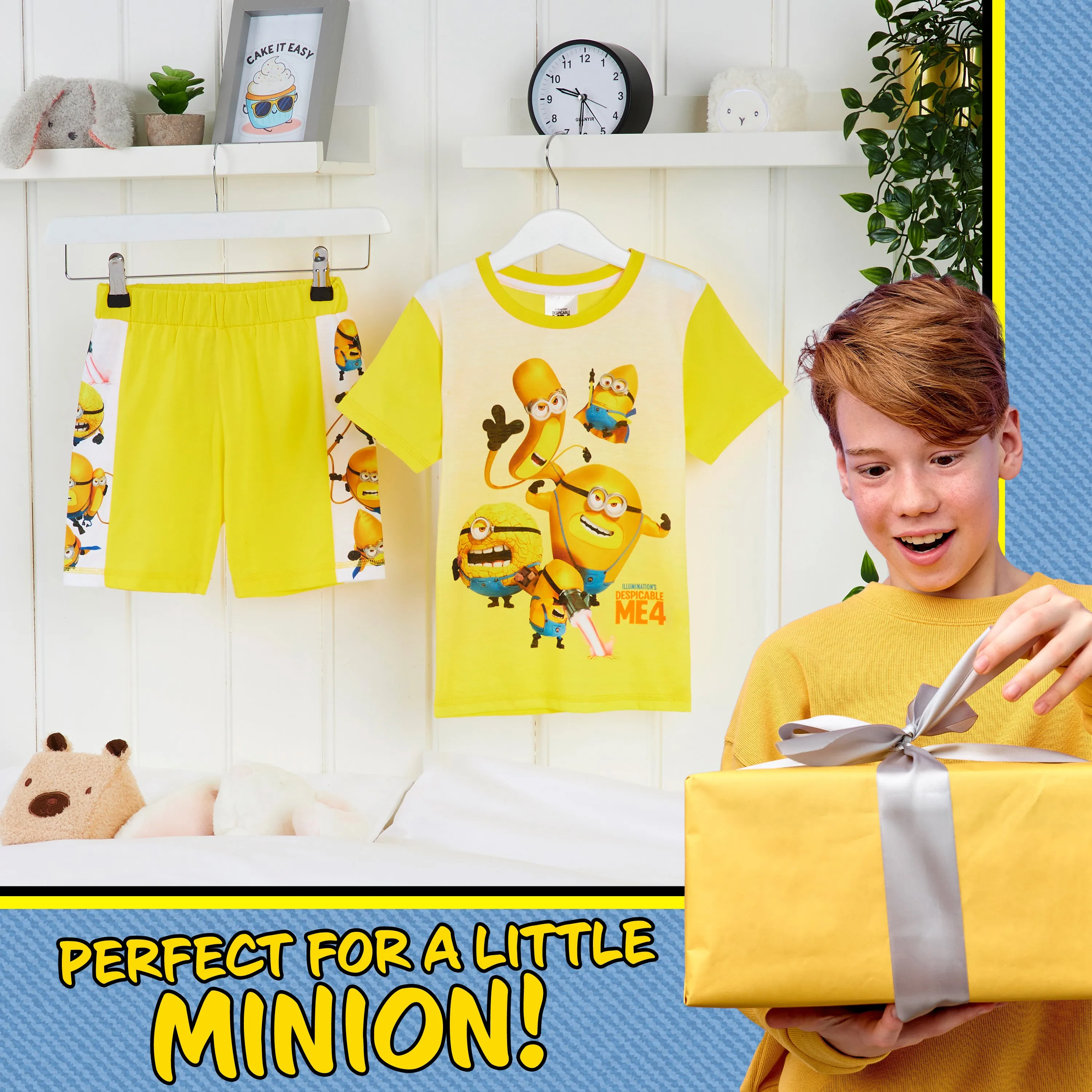 MINIONS Boys Short Pyjamas Set, Soft Breathable Lounge Wear - Yellow