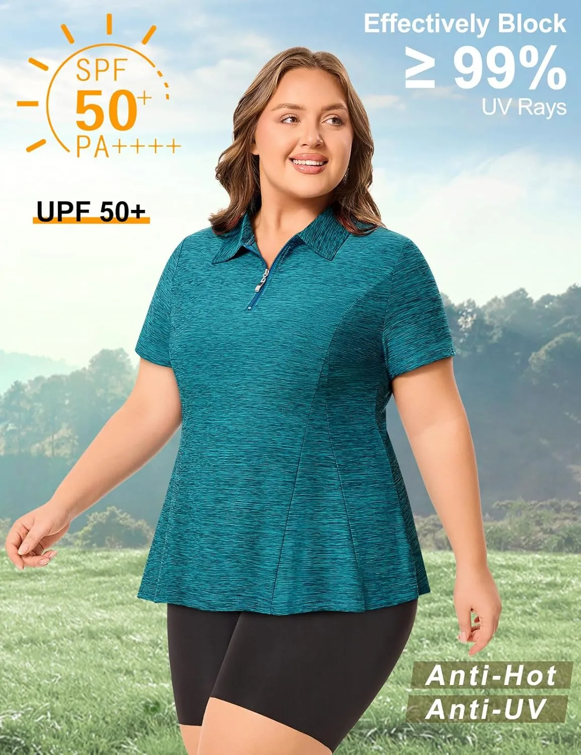 Misyula Style Plus Size Womens Golf Shirt Short Sleeve Quarter Zip Polo Shirts Casual Work Tennis Workout Tops XL-5XL