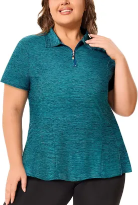 Misyula Style Plus Size Womens Golf Shirt Short Sleeve Quarter Zip Polo Shirts Casual Work Tennis Workout Tops XL-5XL