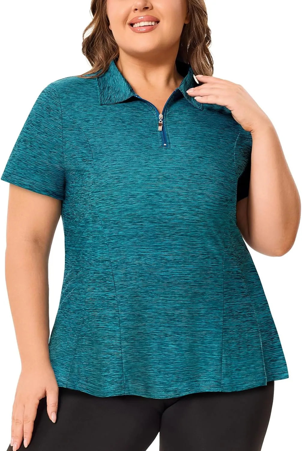 Misyula Style Plus Size Womens Golf Shirt Short Sleeve Quarter Zip Polo Shirts Casual Work Tennis Workout Tops XL-5XL