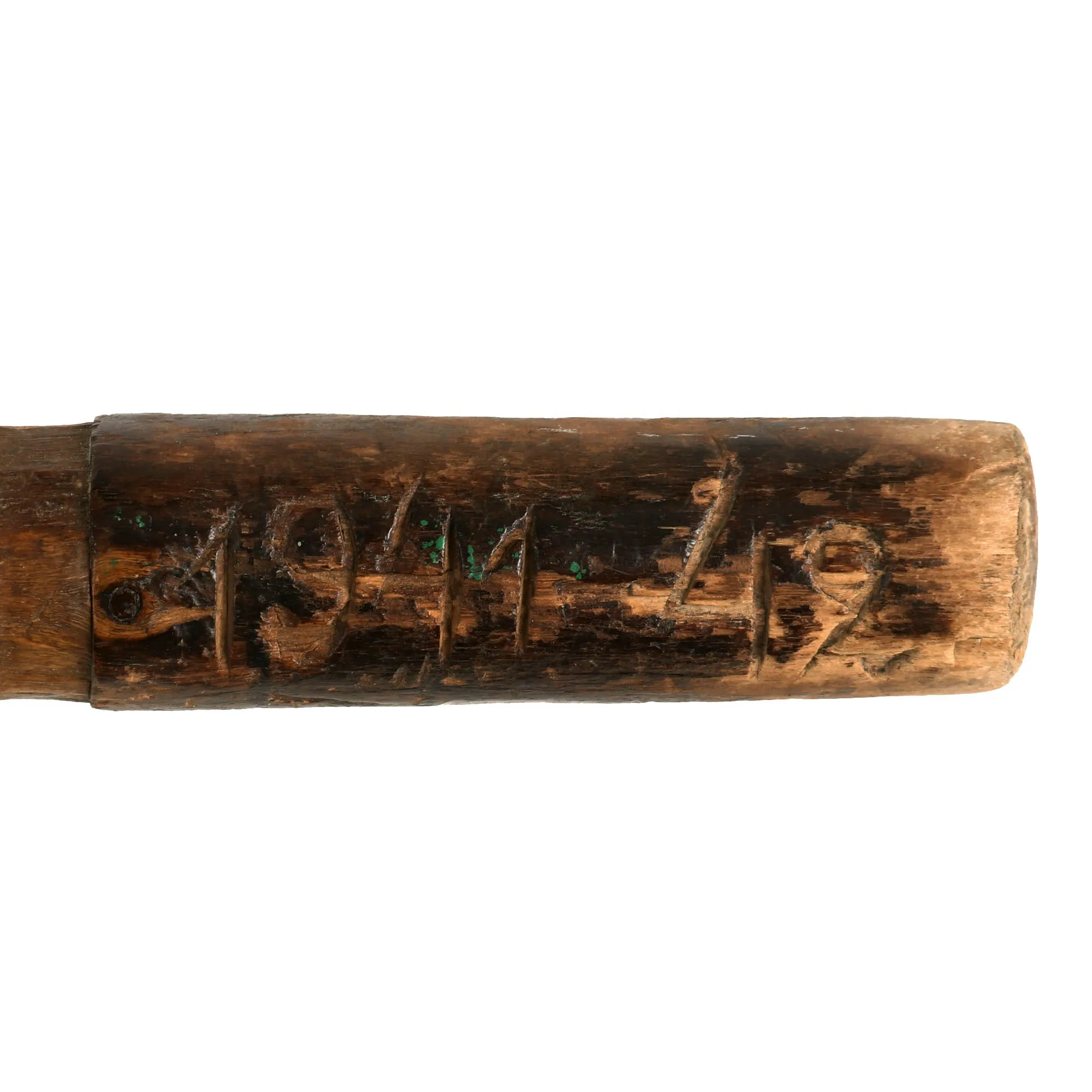 Original German WWII Eastern Front Hand Carved Wolchow Stock Walking Stick dated 1941-1942